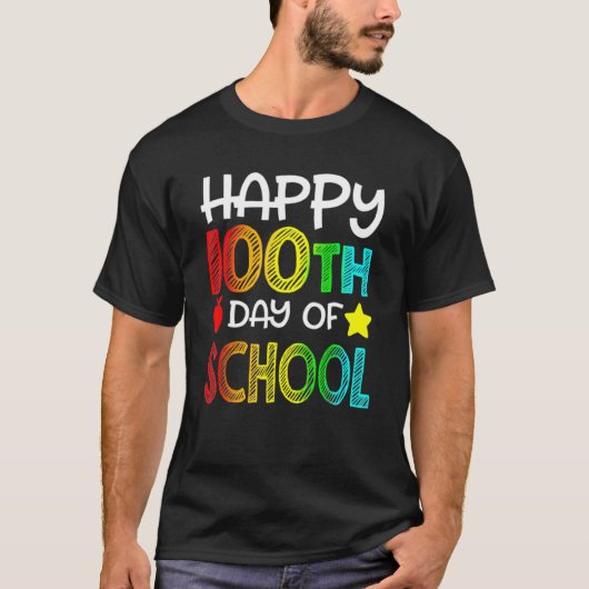 Happy 100 Days Of School 100th Day Student Kids Te T-shirt (Voorkant)