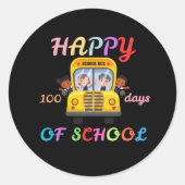 HAPPY 100 DAYS OF SCHOOL, BACK TO SCHOOL RONDE STICKER (Voorkant)