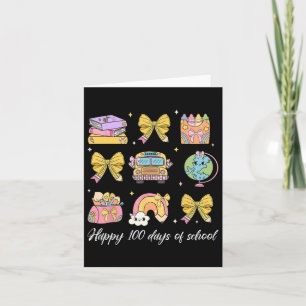 Happy 100 Days of School Coquette Bow Pencil Groov Kaart