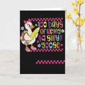 Happy 100 Days of School Cute Duck Teacher Kaart (Gele Bloem)