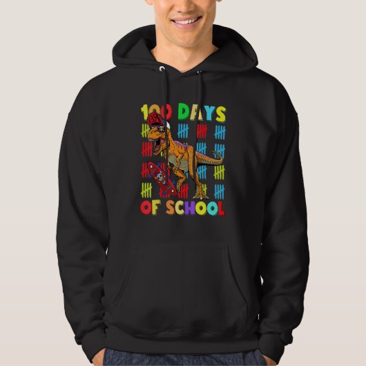 Happy 100 Days Of School Dinosaur 100 Days Smarter Hoodie (Voorkant)