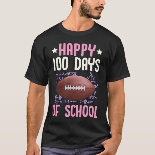 Happy 100 Days Of School Football Coach Math Teach T-shirt (Voorkant)
