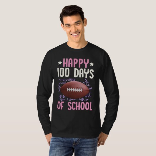 Happy 100 Days Of School Football Coach Math Teach T-shirt (Voorkant volledig)