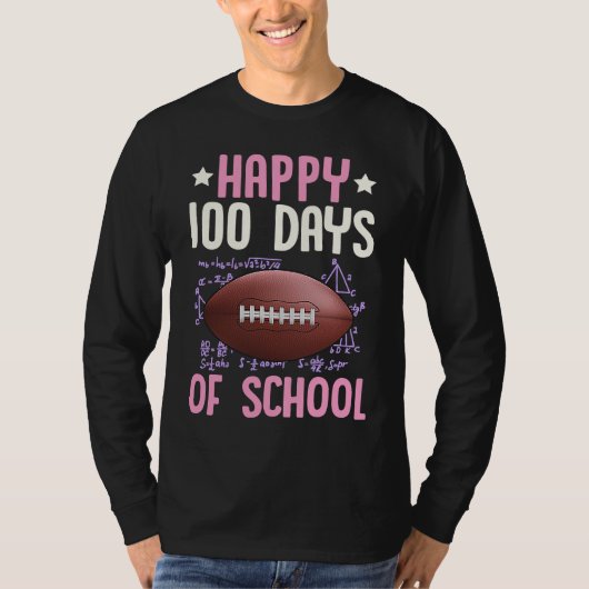 Happy 100 Days Of School Football Coach Math Teach T-shirt (Voorkant)