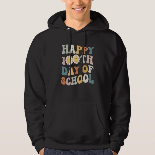 Happy 100 Days of School for Teacher Retro Groovy Hoodie (Voorkant)