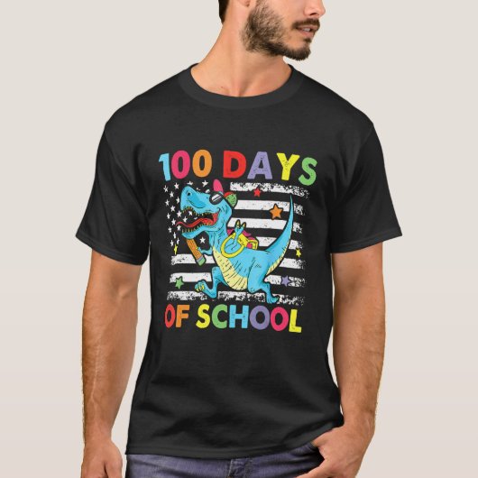 Happy 100 Days Of School Funny Dinosaur Teachers 1 T-shirt (Voorkant)