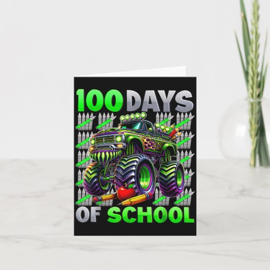 Happy 100 Days Of School Funny Monster Truck Stude Kaart (Voorkant)