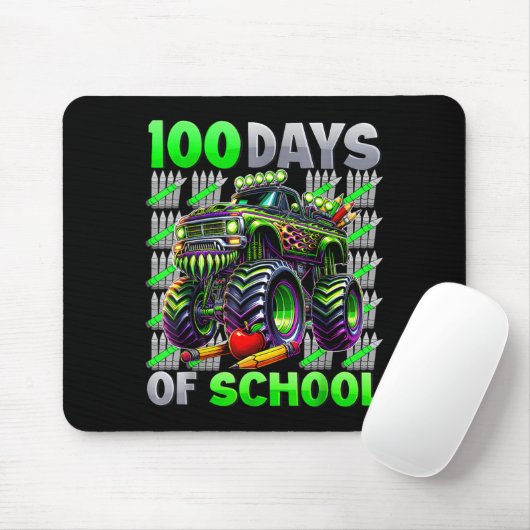 Happy 100 Days Of School Funny Monster Truck Stude Muismat (Met muis)