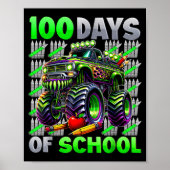 Happy 100 Days Of School Funny Monster Truck Stude Poster (Voorkant)