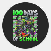 Happy 100 Days Of School Funny Monster Truck Stude Ronde Sticker (Voorkant)