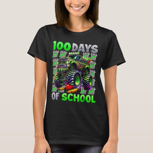Happy 100 Days Of School Funny Monster Truck Stude T-shirt (Voorkant)