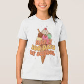 Happy 100 Days of School Ice Cream Groovy Retro  Tri-Blend Shirt (Voorkant)