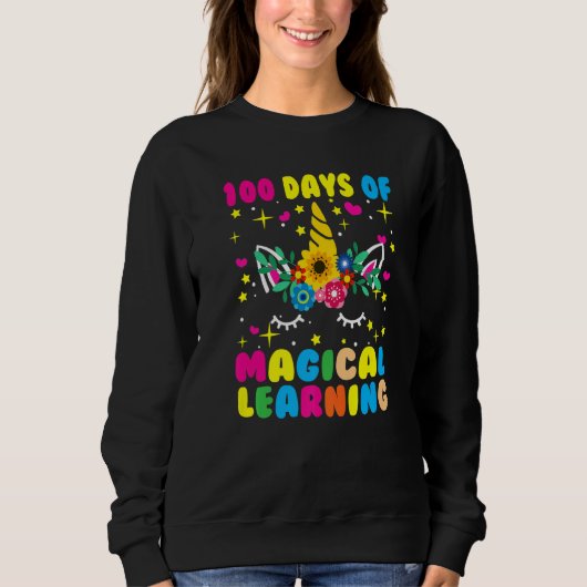 Happy 100 Days Of School Magical Learning Unicorn  Trui (Voorkant)
