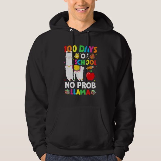 Happy 100 Days Of School No Pro-Llama Llama Teache Hoodie (Voorkant)