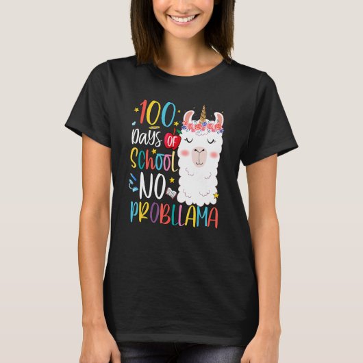 Happy 100 Days Of School No Pro Llama Llama Teache T-shirt (Voorkant)
