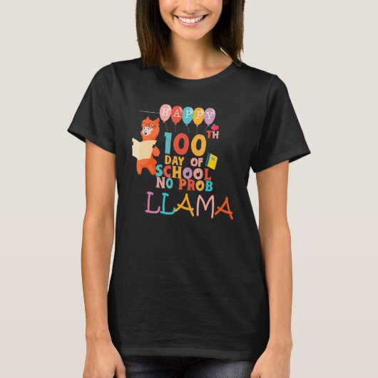 Happy 100 Days Of School No Prob LLAMA Teacher Kid T-shirt (Voorkant)