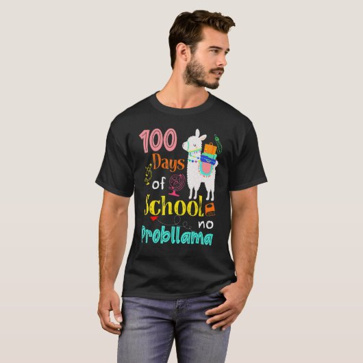 Happy 100 Days Of School No Problama School Llama  T-shirt (Voorkant volledig)