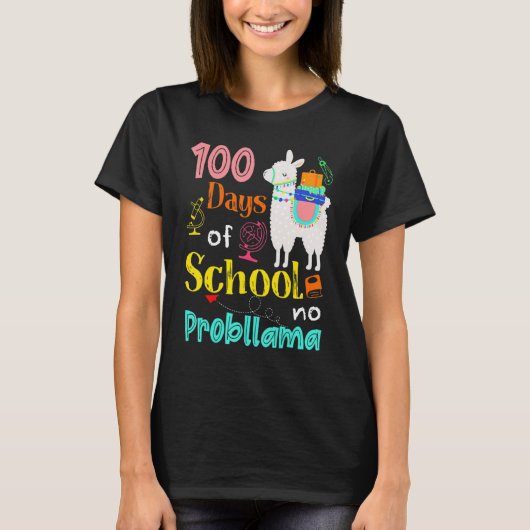 Happy 100 Days Of School No Problama School Llama  T-shirt (Voorkant)