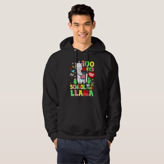 Happy 100 Days Of School No Probllama Llama 100th  Hoodie (Voorkant volledig)