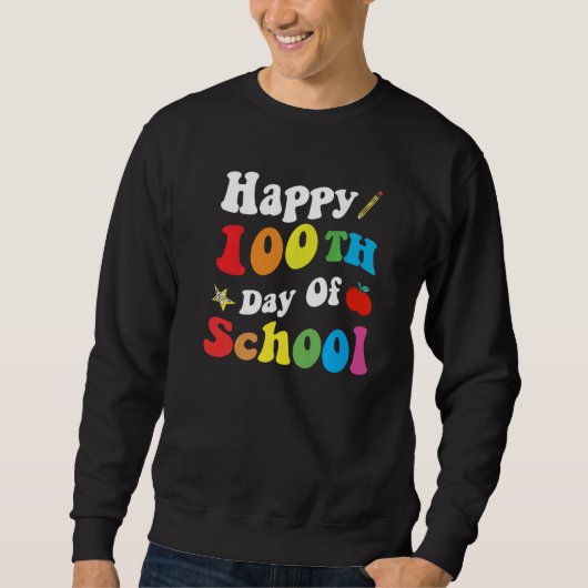Happy 100 Days Of School Retro Groovy Funny Presen Trui (Voorkant)
