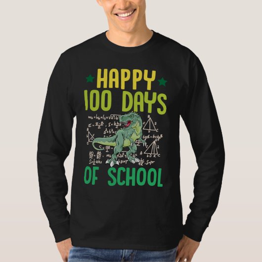 Happy 100 Days Of School Rex Dinosaur Math Teacher T-shirt (Voorkant)