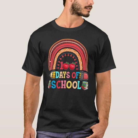 Happy 100 Days Of School Smarter Brighter Rainbow  T-shirt (Voorkant)