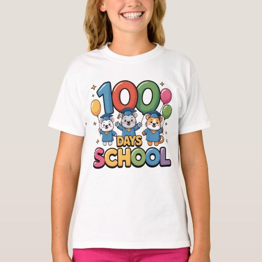 Happy 100 Days of School T-Shirt | Cute School Cel (Voorkant)