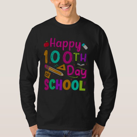 Happy 100 Days of School Teachers Kids 100th Day o T-shirt (Voorkant)