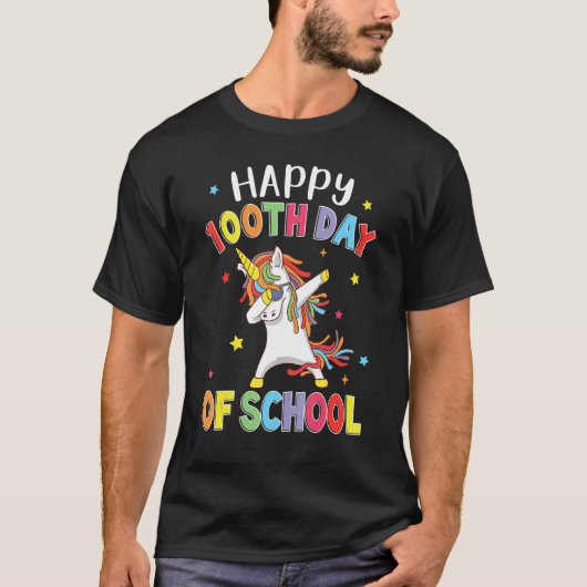 Happy 100 Days Of School Unicorn Dabbing Teacher S T-shirt (Voorkant)