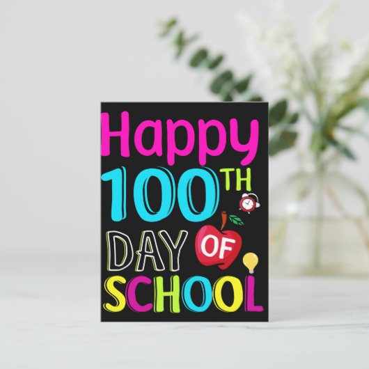 Happy-100-de-dag-van-school Briefkaart (Staand voorkant)