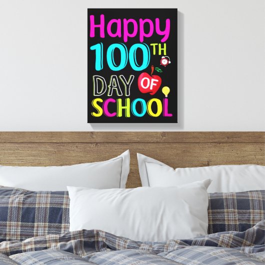 Happy-100-de-dag-van-school Canvas Afdruk (Insitu (Slaapkamer))