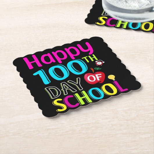 Happy-100-de-dag-van-school Kartonnen Onderzetters (Gebogen)