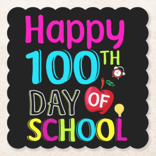 Happy-100-de-dag-van-school Kartonnen Onderzetters