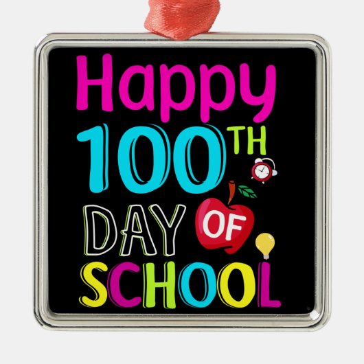 Happy-100-de-dag-van-school Metalen Ornament (Voorkant)