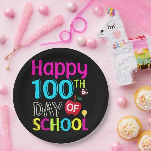 Happy-100-de-dag-van-school Papieren Bordje (Feest)