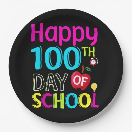 Happy-100-de-dag-van-school Papieren Bordje (Voorkant)