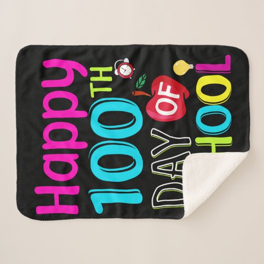 Happy-100-de-dag-van-school Sherpa Deken (Voorkant (horizontaal))