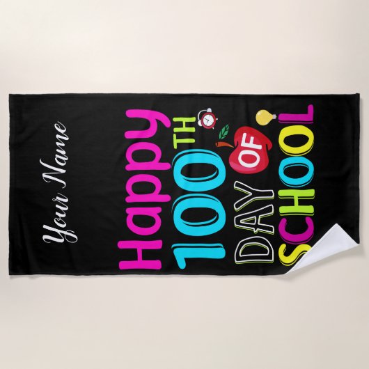 Happy-100-de-dag-van-school Strandlaken (Voorkant)