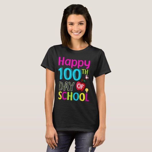 Happy-100-de-dag-van-school T-shirt (Voorkant volledig)