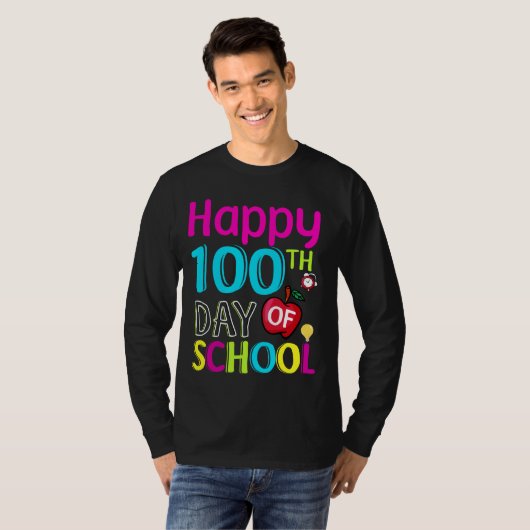 Happy-100-de-dag-van-school T-shirt (Voorkant volledig)