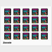 Happy-100-de-dag-van-school Vierkante Sticker (Vel)