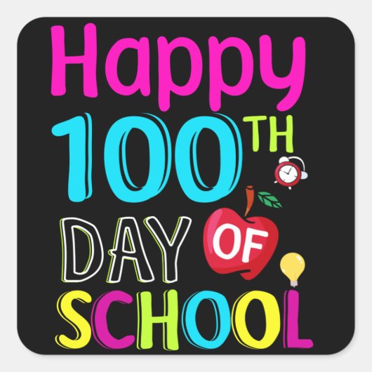 Happy-100-de-dag-van-school Vierkante Sticker (Voorkant)