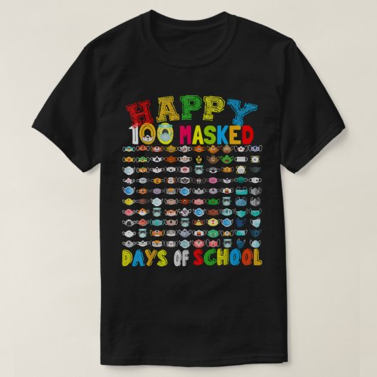 Happy 100 gemaskerde schooldag 100 grappige masker t-shirt (Design voorkant)