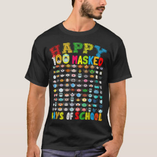 Happy 100 gemaskerde schooldag 100 grappige masker t-shirt