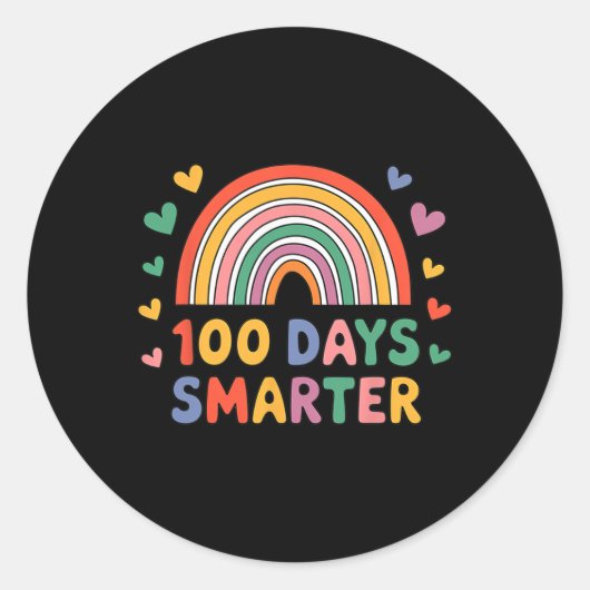 Happy 100 Smarter 100th Days Rainbow Teacher Stude Ronde Sticker (Voorkant)