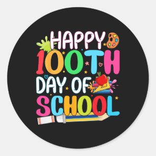 Happy 100e dag leerkrachten Kinder kind Happ Ronde Sticker