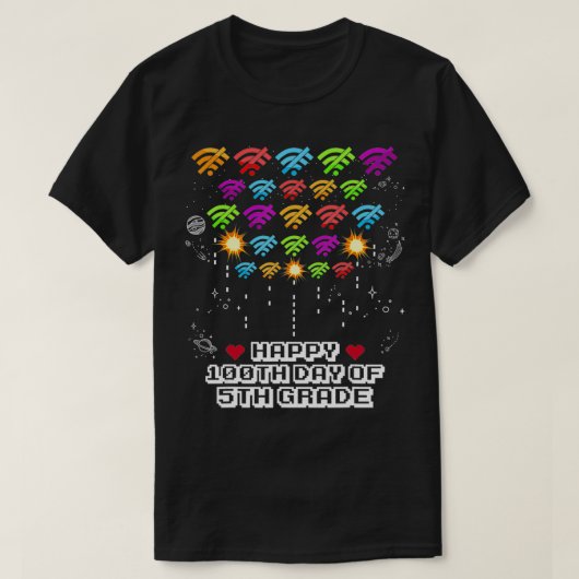 Happy 100e dag van de vijfde klas virtuele school t-shirt (Design voorkant)