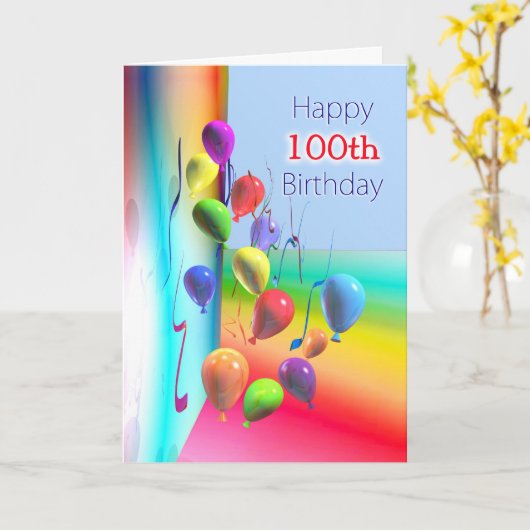 Happy 100th Birthday-ballonmuur Kaart (Gele Bloem)