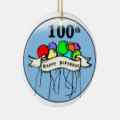 Happy 100th Birthday ballons Keramisch Ornament (Rechts)