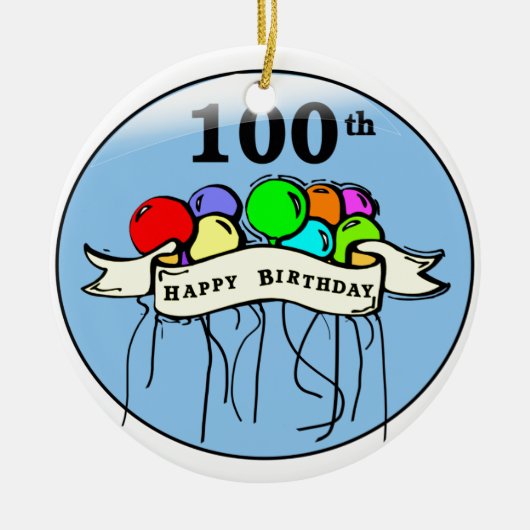 Happy 100th Birthday ballons Keramisch Ornament (Voorkant)